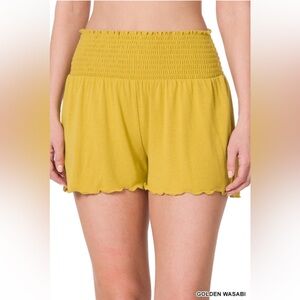 NWT! Yellow Smocked High Waist Comfy Shorts